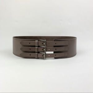 Grey/taupe buckle hipster belt